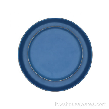 Piatti in ceramica blu personalizzato per hotel rustic